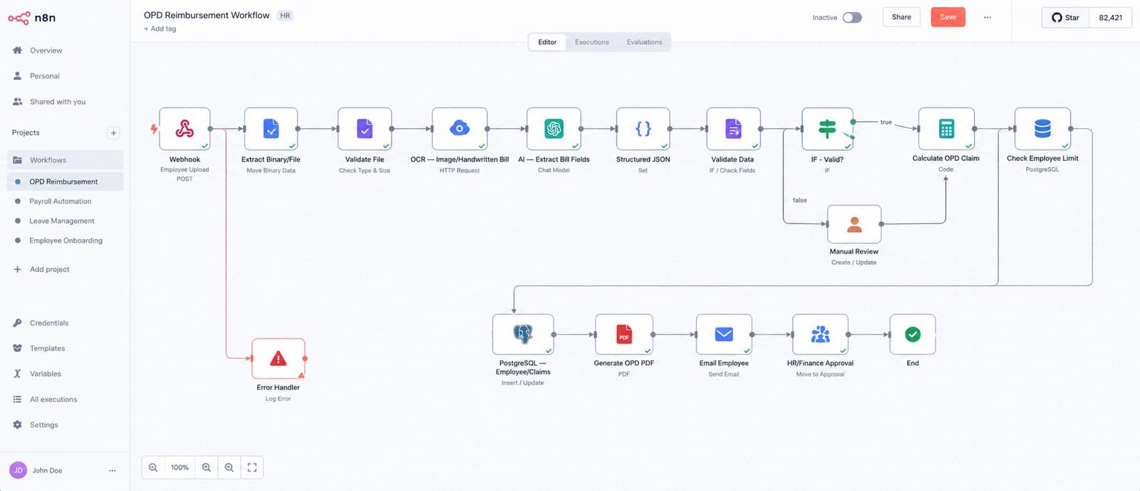 OPD Reimbursement Workflow screenshot